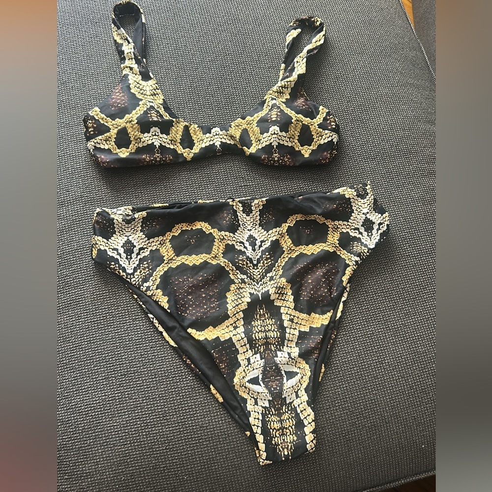 Andrea Iyamah Snakeskin Print Bikini Top Size M